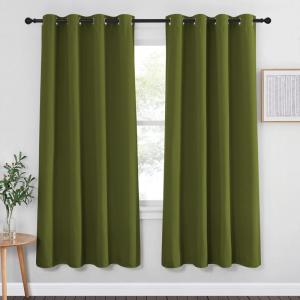 imageNICETOWN Blackout Curtain for Girls Room  Thermal Insulated Solid Grommet Room Darkening CurtainPanelDrape for Bedroom Olive Green Single Panel 52 by 72inch
