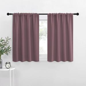 imageNICETOWN Blackout Curtains for Living Curtains Dry Rose 2 Panels 29 by 30 Room Darkening Window Curtain Panels EasyCare Solid Thermal Insulated DraperiesDrapes for Daughter Room