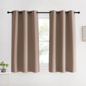 imageNICETOWN Blackout Window Curtains and Drapes for Kitchen Set of 2 42 by 60 Inch Cappuccino Window Treatment Thermal Insulated Solid Grommet Blackout Drapery Panels