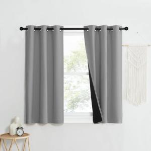 imageNICETOWN Full Shade Curtain Panels Pair of Energy Smart ampamp Noise Blocking Out Blackout Drapes for Dining Room Window Thermal Insulated Guest Room Lined Window DressingSilver Grey 37 x 50 inch