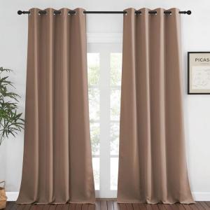 imageNICETOWN Grommet Blackout Curtain Panel  Cappuccino Color Thermal Insulated Room Darkening Drapes for VillaApartmentRental Room 52 inches Wide by 95 inches Long 1 Piece