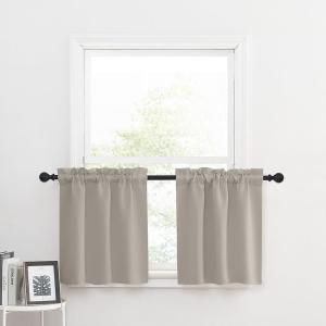 imageNICETOWN Half Window Curtains  Thermal Insulated Rod Pocket Blackout Curtain Tiers for Kids Nursery Kitchen Dining Bathroom Laundry 34 inch Wide x 36 inch Long Greyish White 1 PairNatural