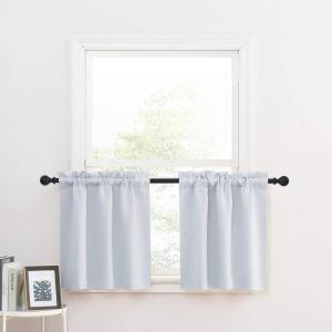 imageNICETOWN Half Window Curtains  Thermal Insulated Rod Pocket Blackout Curtain Tiers for Kids Nursery Kitchen Dining Bathroom Laundry 34 inch Wide x 36 inch Long Greyish White 1 PairGreyish White