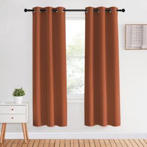 imageNICETOWN Halloween Blackout Curtain Panels for Girls Room Burnt Orange 1 Pair 34 x 70 inches Nursery Essential Thermal Insulated Solid Grommet Top Blackout Drapes