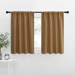 imageNICETOWN RV Blackout Curtains for Camper Windows Gold Brown 34quot x 30quot Set of 2 Kitchen Curtains Short Blackout Drapes Thermal Insulated Rod Pocket Window Treatment Draperies for Nursery