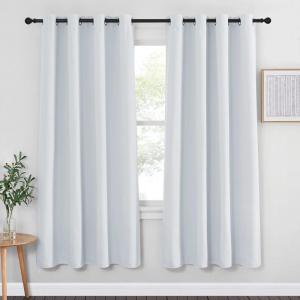 imageNICETOWN Room Darkening Curtain for Living Room  Easy Care Solid Energy Saving Grommet Room Darkening CurtainPanelDrape for Bedroom 1 Panel 52 by 72 Greyish White