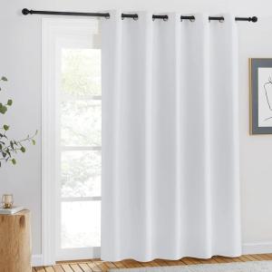 imageNICETOWN Room Darkening Curtain for Living Room  Easy Care Solid Thermal Insulated Grommet Doorway Window Curtain Drape for Bedroom 1 Panel W66 by L84 Greyish White
