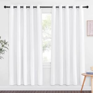 imageNICETOWN White Room Darkening Curtain 72 inches Long  Grommet Noise Reducing Thermal Insulated Solid Modern Window Treatments for BedroomPorch 1 Panel W66 x L72