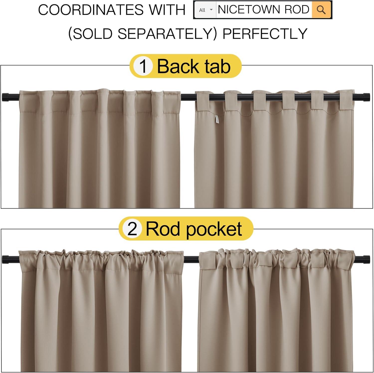 imageNICETOWN Living Room Darkening Curtains  Taupe Color W42 x L70 Set of 2 Home Decor Room Darkening Thermal Insulated Drapery Panels for OfficeSchoolHospital Window