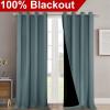 imageNICETOWN Aqua 100 Blackout Curtains for Windows Super HeavyDuty Black Lined Total Darkness Drapes for Bedroom Privacy Assured Window Treatment for Patio Pack of 2 52 inches W x 108 inches L
