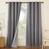 imageNICETOWN Grey Long Faux Linen Full Shade Panels 52quot Wide x 90quot Long Pair of Thermal Insulated ampamp Energy Efficiency Blackout Curtains for Bedroom Windows Lined Silky Performance Window Dressing