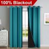 imageNICETOWN Peacock Teal Blackout Curtains 80 inches Long Full Light Blocking Drapes with Black Liner for Nursery Thermal Insulated Draperies for Hall Villa 2 Pieces 42quot Wide Each Panel