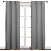 imageNICETOWN Thermal Insulated Grommet Blackout Curtains for Office Kids Window Drape Panel for Nursery Privacy Short Curtains Silver Grey 2 Panels W42 x L84Inch