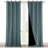 imageNICETOWN Aqua 100 Blackout Curtains for Windows Super HeavyDuty Black Lined Total Darkness Drapes for Bedroom Privacy Assured Window Treatment for Patio Pack of 2 52 inches W x 108 inches L