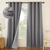 imageNICETOWN Grey Long Faux Linen Full Shade Panels 52quot Wide x 90quot Long Pair of Thermal Insulated ampamp Energy Efficiency Blackout Curtains for Bedroom Windows Lined Silky Performance Window Dressing