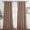 imageNICETOWN Light Reducing Grommet Curtain  W52 x L108 Cappuccino 1 Piece Tripe Woven Textured Soft Curtain Panel for Living Room Window Treatment Drape