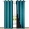 imageNICETOWN Peacock Teal Blackout Curtains 80 inches Long Full Light Blocking Drapes with Black Liner for Nursery Thermal Insulated Draperies for Hall Villa 2 Pieces 42quot Wide Each Panel
