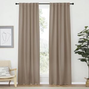 imageNICETOWN Living Room Darkening Curtains  Taupe Color W42 x L70 Set of 2 Home Decor Room Darkening Thermal Insulated Drapery Panels for OfficeSchoolHospital Window