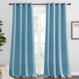 imageNICETOWN Teal Blue Blackout Curtains 96 inches Length for Living Room 2 Panels 55quot Wide Thermal Insulated Long Drapes for Large Window