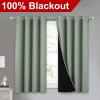 imageNICETOWN 100 Blackout Curtains 54 inches Long DoubleDeck Completely Blackout Window Treatment Thermal Insulated Lined Drapes for Small Window Greyish Green 1 Pair 52 inches Width Each Panel