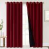 imageNICETOWN 100 Blackout Curtains with Black Liner Backing Thermal Insulated Curtains for Living Room Noise Reducing Drapes for Christmas Burgundy Red 70 inches x 84 inches Per Panel Set of 2
