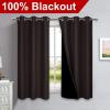 imageNICETOWN 100 Blackout Short Curtains with Black Liners 2 Panels 37quot W by 63quot L Toffee Brown Solid Thermal Insulated Full Blackout 2Layer Lined Drapes Energy Efficiency Window Drapes for Bedroom