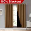 imageNICETOWN 100 Blackout Window Curtain Panels Gold Brown 2 Pieces 52inch Wide Per Panel Full Light Blocking Drapes with Black Liner for Nursery 72inch Drop Thermal Insulated Draperies