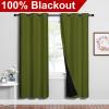 imageNICETOWN 100 Blackout Window Curtain Panels Olive Green 2 Pieces 42inch Wide Per Panel Full Light Blocking Drapes with Black Liner for Nursery 72inch Drop Thermal Insulated Draperies