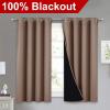 imageNICETOWN Bedroom Full Blackout Curtain Panels Super Thick Insulated Window Covers Keeping Out Cold Air and Heat 100 Blackout Blinds with Black Liner Cappuccino Set of 2 52 by 54inch