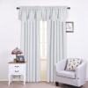 imageNICETOWN Blackout Tiers Window Valances  52 by 18 inches Blackout Curtains Pole Pocket KitchenBathroomLiving RoomBoys Bedroom Scalloped Valances Navy Blue 1 PairGreyish White