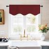 imageNICETOWN Blackout Tiers Window Valances  52 by 18 inches Blackout Curtains Pole Pocket KitchenBathroomLiving RoomBoys Bedroom Scalloped Valances Navy Blue 1 PairBurgundy Red