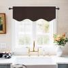 imageNICETOWN Blackout Tiers Window Valances  52 by 18 inches Blackout Curtains Pole Pocket KitchenBathroomLiving RoomBoys Bedroom Scalloped Valances Navy Blue 1 PairToffee Brown