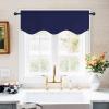 imageNICETOWN Blackout Tiers Window Valances  52 by 18 inches Blackout Curtains Pole Pocket KitchenBathroomLiving RoomBoys Bedroom Scalloped Valances Navy Blue 1 PairDark Blue