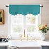 imageNICETOWN Blackout Tiers Window Valances  52 by 18 inches Blackout Curtains Pole Pocket KitchenBathroomLiving RoomBoys Bedroom Scalloped Valances Navy Blue 1 PairPeacock Teal