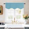 imageNICETOWN Blackout Tiers Window Valances  52 by 18 inches Blackout Curtains Pole Pocket KitchenBathroomLiving RoomBoys Bedroom Scalloped Valances Navy Blue 1 PairTeal Blue