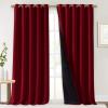 imageNICETOWN Cold Blocking 100 Blackout Curtains Durable and Soft Black Lined Blackout Drapes Energy Saving Long Panels for Patio Sliding Glass Door Burgundy 70inch x 108 inches 2 PCs