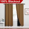 imageNICETOWN Full Shade Curtain Panels 37quot Wide x 70quot Long Gold Brown Pair of Thermal Insulated ampamp Energy Efficiency Blackout Drapes for Living Room Lined Silky Performance Window Dressing