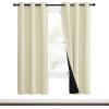 imageNICETOWN Living Room Completely Shaded Draperies Privacy Protection ampamp Noise Reducing Ring Top Drapes Black Lined Insulated Window Treatment Curtain Panels Beige 2 Pieces W37 x L70