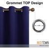 imageNICETOWN Wide Sliding Door Curtains  Thermal Insulated Drapes Blackout Window Curtain Privacy Blind for Living Room ampamp Bedroom Dark Blue W100 x L108 inches