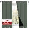 imageNICETOWN 100 Blackout Curtains 54 inches Long DoubleDeck Completely Blackout Window Treatment Thermal Insulated Lined Drapes for Small Window Dark Mallard 1 Pair 42 inches Width Each Panel