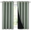 imageNICETOWN 100 Blackout Curtains 54 inches Long DoubleDeck Completely Blackout Window Treatment Thermal Insulated Lined Drapes for Small Window Greyish Green 1 Pair 52 inches Width Each Panel