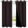 imageNICETOWN 100 Blackout Short Curtains with Black Liners 2 Panels 37quot W by 63quot L Toffee Brown Solid Thermal Insulated Full Blackout 2Layer Lined Drapes Energy Efficiency Window Drapes for Bedroom