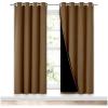imageNICETOWN 100 Blackout Window Curtain Panels Gold Brown 2 Pieces 52inch Wide Per Panel Full Light Blocking Drapes with Black Liner for Nursery 72inch Drop Thermal Insulated Draperies