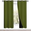 imageNICETOWN 100 Blackout Window Curtain Panels Olive Green 2 Pieces 42inch Wide Per Panel Full Light Blocking Drapes with Black Liner for Nursery 72inch Drop Thermal Insulated Draperies