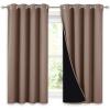 imageNICETOWN Bedroom Full Blackout Curtain Panels Super Thick Insulated Window Covers Keeping Out Cold Air and Heat 100 Blackout Blinds with Black Liner Cappuccino Set of 2 52 by 54inch