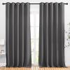 imageNICETOWN Blackout Curtains Panels for Living Room 2 Panels 66 x 92 Inch Gray 3 Pass Microfiber Noise Reducing Thermal Insulated Solid Ring Top Blackout Window Drapes