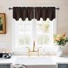 imageNICETOWN Blackout Tiers Window Valances  52 by 18 inches Blackout Curtains Pole Pocket KitchenBathroomLiving RoomBoys Bedroom Scalloped Valances Navy Blue 1 PairToffee Brown