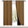 imageNICETOWN Full Shade Curtain Panels 37quot Wide x 70quot Long Gold Brown Pair of Thermal Insulated ampamp Energy Efficiency Blackout Drapes for Living Room Lined Silky Performance Window Dressing