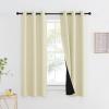 imageNICETOWN Living Room Completely Shaded Draperies Privacy Protection ampamp Noise Reducing Ring Top Drapes Black Lined Insulated Window Treatment Curtain Panels Beige 2 Pieces W37 x L60