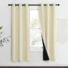 imageNICETOWN Living Room Completely Shaded Draperies Privacy Protection ampamp Noise Reducing Ring Top Drapes Black Lined Insulated Window Treatment Curtain Panels Beige 2 Pieces W37 x L70